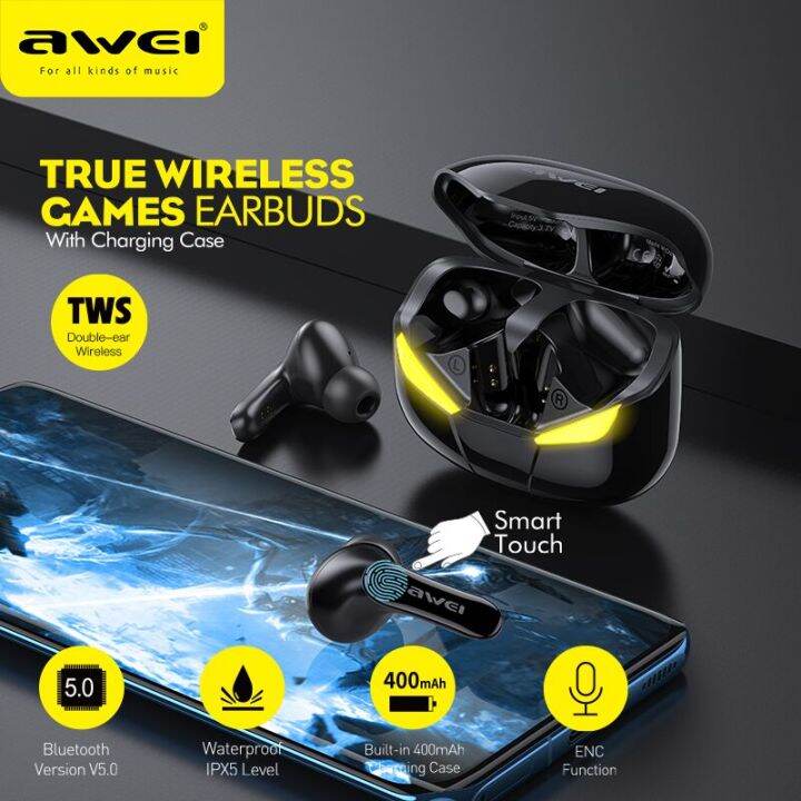 Awei T35 TWS Bluetooth Wireless Gaming Earphones Bluetooth Earbuds With