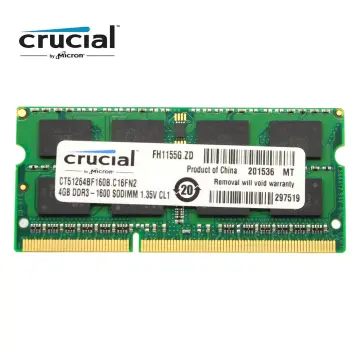 Crucial 4gb Ddr3l-1600 SODIMM Laptop Memory RAM Ct51264bf160b.c16fpr2 for  sale online