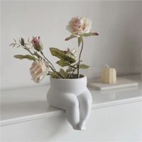 Ceramic Leg Vase Cute Abstract White Body Art Small Flower Pot Fairy Crafts Ornament Planting Succulent Plants Home Decoration