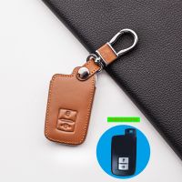 ∈▼✽ Smooth Genuine Leather Key Chain Car Key Cover Case for Toyota Camry Crown Corolla Prado Prius RAV4 2 Button Smart Key Bag