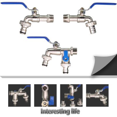 1PC Blue Brass Water Tap 2-Way&amp;1-Way Joint 1/2 IBC Cistern Connector Garden Hose Irrigation Faucet Adapter Replacement Fitting Watering Systems Gard
