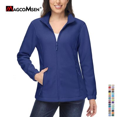 MAGCOMSEN Spring/Fall Womens Fleece Jackets Stand Collar Hiking Coats Pink Windbreaker Lightweight Work Jacket Ladies Outwear