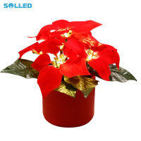 Artificial Poinsettia Plant With Led Lights Battery Powered Table Arrangements Bouquets For Wedding Home Decoration