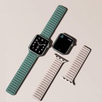 หนัง Link &amp; สายคล้องห่วงแม่เหล็กสำหรับ Apple Watch,สำหรับ Apple Watch 41/40/38มม. 45/44/42มม. ซีรี่ส์7 /Se/ 6/5/4/3/2/1