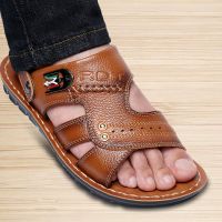 Genuine Leather Men Sandals Male Summer Shoes Outdoor Casual  Sandals Cowhide  Beach Shoes Two Uses Mens sandals Sl