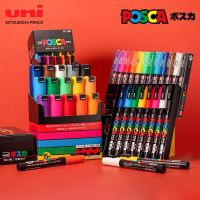 Japan UNI Water-based POSCA Series Marker Pen Painting Graffiti POP Poster Advertising Marker Pen PC-3M 15/7/8 Color Set Highlighters Markers