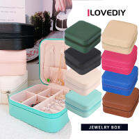 ILOVEDIY กล่องโชว์เครื่องประดับจัดเก็บเครื่องประดับหนังพลาสติกสี่เหลี่ยมทนทานกันฝุ่นเดินทางไม่ใช้พื้นที่