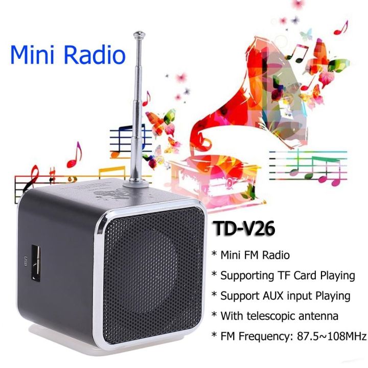 td-v26วิทยุ-fm-ดิจิตอลขนาดเล็กพร้อมลำโพงแบบพกพารับสัญญาณสนับสนุน-tf-การ์ด-ลำโพงหูฟังสเตอริโอไมโคร-usb