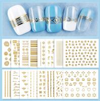 สติกเกอร์ติดเล็บ Nail Sticker 3D สีทอง อะไหล่นูน อะไหล่ทอง ลายเยอะ ตกแต่งเล็บ สติกเกอร์ cute DIY pattern gold สวยหรูแพง