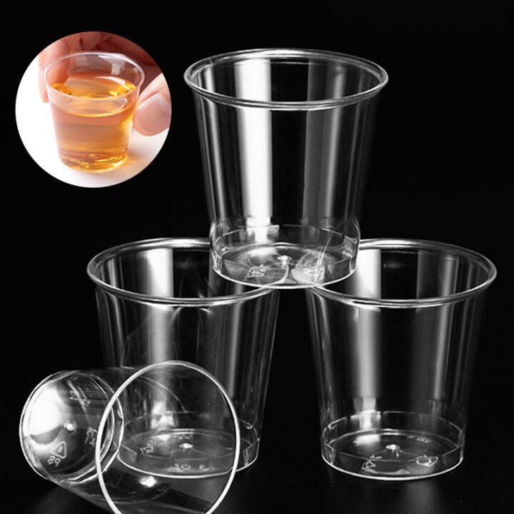 sai kim 50PCS Mini Clear Plastic Disposable Party Shot Glasses Jelly