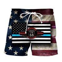 Route US 66 Graphic Shorts กางเกงขาสั้นชายหาดบุรุษฤดูร้อน 3D ธงชาติสหรัฐอเมริกาพิมพ์บอร์ดสายรัดชุดว่ายน้ำผู้หญิง 2023 กางเกงขาสั้นน้ำแข็งสำหรับเด็ก