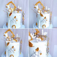 Happy Birthday Cake Topper Rose Gold Acrylic Vertical Gold Cake Topper For Baby Birthday Party Cake Decorations