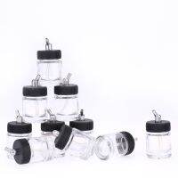 [COD]10PCS Airbrush Glass Bottles Air Brush Bottle (Jars) With 30 ° Angle Adapter Lid Assembly Using On Airbrushes