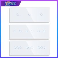 Bingoelec Triple 3/6/9Gang 1 Way Touch Light Switch 86*228mm Luxury Tempered Crystal Glass Panel EU Standard Wall Switches Nails Screws Fasteners