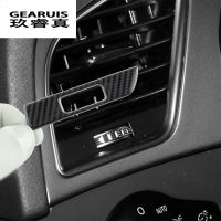 Car Styling Carbon fiber AC Outlet Trim Refit Air Frame Decoration Stickers covers Interior For Audi A4 B8 A5 auto Accessories