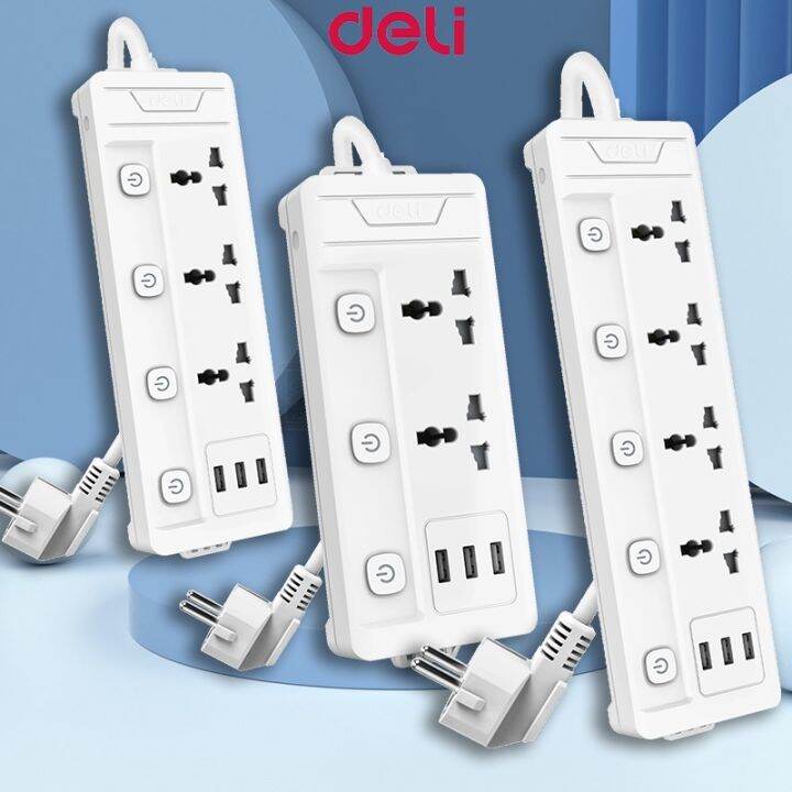Deli 2M Universal Extension Socket Power Socket With independent Switch