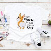 Toddler T-shirts Kawaii Corgi Print Cartoon Boys Girls Clothes O-neck White Basic Tops Tee Shirt Children Summer Streetwear