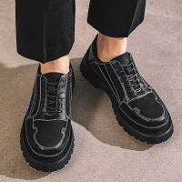 HOT★Mens Leather Shoes British Style Black Thick Bottom Lace-up Casual Sneakers Comfortable Non-slip Loafers Zapatos Hombre