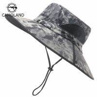 CAMOLAND New Summer Tie-Dye Sun Hat For Women Men Wide Brim Fishing Hat Outdoor Breathable Mesh Hiking Hat Male Beach Caps