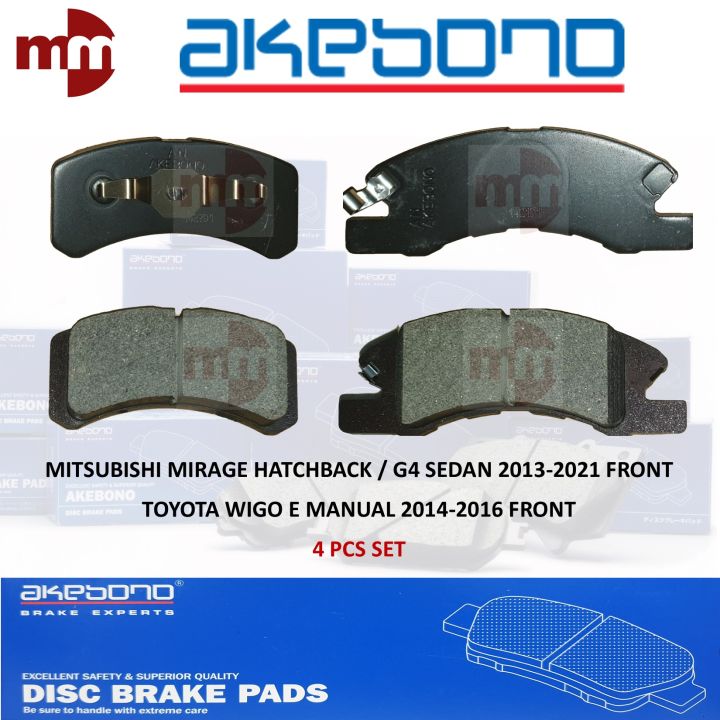 AKEBONO BRAKE PADS for MITSUBISHI MIRAGE HATCHBACK / G4 2013-2021 ...