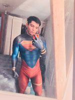 [Lao Zhang Fashion Cosplay]ผู้ใหญ่เด็ก Superboy เครื่องแต่งกายคอสเพลย์ Z Entai ฮาโลวีนผู้ชายเด็กซูเปอร์ฮีโร่บอดี้สูทเหมาะสมกับ