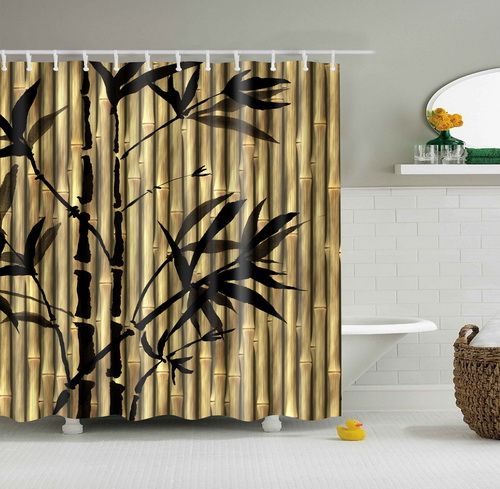 Bamboo Shower Curtain Printed 3d douche gordijnen Bamboo leaves printed bathroom shower curtain