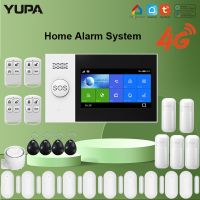 Wireless WIFI 4G Home Security Alarm System With 4.3 Inch Touch Screen For Tuya Smart Home Burglar Alarm Works Alexa &amp; Google Household Security Syste