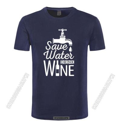 Save Water Drink Wine Printed T Shirt Men Daily Stylish Chic T-Shirts August New Style Hipster Funny Cotton Tops Tees