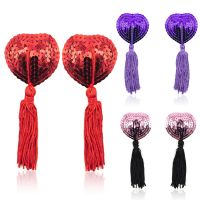 【jw】❂  1/3 Pairs Nipple Cover Sequin Tassel Breast Adhesive Heart-Shaped Pasties Intimate Accessories