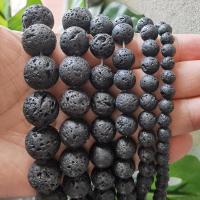 Natural Lava Stone Round Beads 4/6/8/10/12/14/16mm Black Volcano Lava Rock Loose Bead for Jewelry Making DIY Bracelet Wholesales Pendants