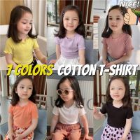 COD DSFERGWETERW Baby Kids Plain Cotton T-shirt Girls Round Neck Quick Dry Tshirts Boys Knitted Underwear Top 7 Colors