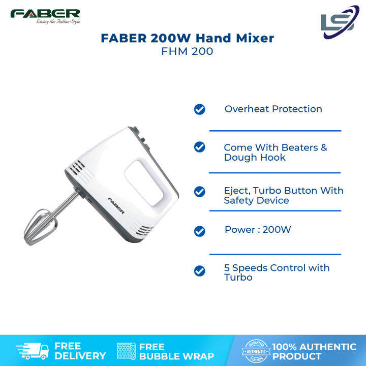 FABER 200W Hand Mixer FHM 200 5 Speeds Control with Turbo Overheat