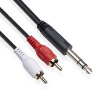 【HOT】 Dual RCA to 1/4 inch TRS Audio Cable 6.35mm Stereo Plug to 2 RCA Phono Male Y Splitter Cable 1.5m/4.9ft