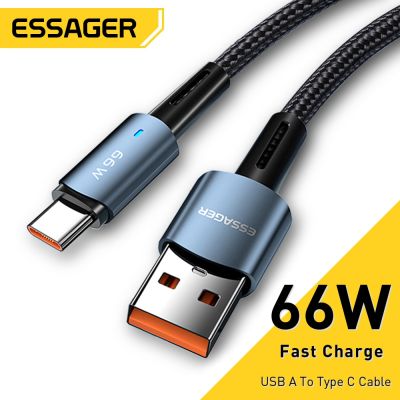 Essager 66W USB Cable Type C Fast Charging 6A USB C Charger Wire Data Cord For xiaomi Huawei P30 P40 Pro Samsung S21 ultra S20 Docks hargers Docks Cha