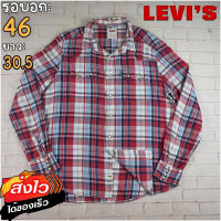 Levis®แท้ อก 46 เสื้อเชิ้ตผู้ชาย ลีวายส์ สีแดง เสื้อแขนยาว เนื้อผ้าดี