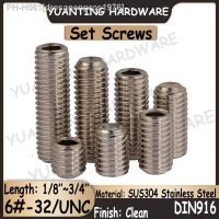 10Pcs 6 -32 UNC Thread DIN916 SUS304 Stainless Steel Hexagon Socket Set Screws with Cup Point Headless Screws Grub Screws