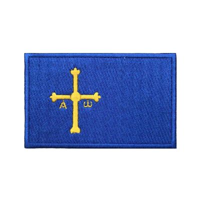 1PC Asturias Flag Patches Armband Embroidered Patch Hook & Loop Or Iron On Embroidery  Badge Military Stripe Adhesives Tape