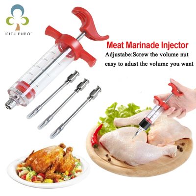 hot【DT】۞  Hot Selling BBQ Meat Syringe Marinade Injector Turkey Flavor Syinge Accessories