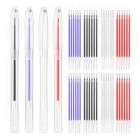 4 Pieces Heat Erasable Fabric Marking Pens Heat Erase Pens with 48 Refills for Quilting Sewing and Dressmaking