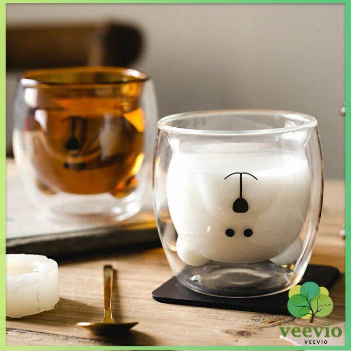 veevio-แก้วกาแฟ-2-ชั้น-ทรงหัวน้องหมี-250-ml-น่ารัก-glasses