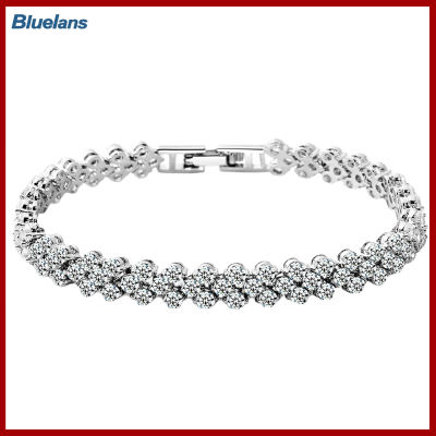 Bluelans®Chain Cubic ผู้หญิง Elegant Zircon Rhinestone กำไลฝังสำหรับสวมใส่ทุกวัน