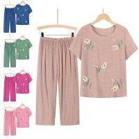 COD SDFGDERGRER trendygirl Casual Wear Lounge Wear Set Summer Pajamas Grandma Leisure Wear Set Short Sleeve Home Wear