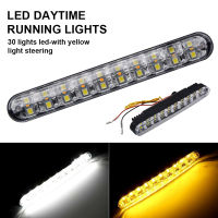 2PCS 30LED รถ12W 6000K ไฟวิ่งกลางวัน12V HID DRL ขับรถเลี้ยวไฟตัดหมอกสีขาว Amber Light Bar รถจัดแต่งทรงผมหลอดไฟ