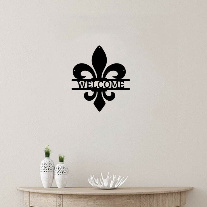 fleur-de-lis-welcome-front-door-sign-fleur-de-lys-metal-welcome-sign