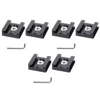 Cold Shoe Mount Aluminum Adapter Bracket Hot Shoe with 1/4 Thread for Camera Cage Flash Shoe Mount(6 PCS)