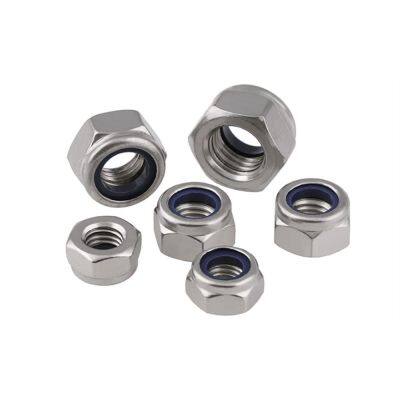 M4 M5 M6 M8 M10 Hex Nyloc Lock Nuts 201 Stainless Steel Hexagon Nylon Insert Self Locking Nuts