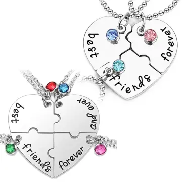 4 Piece Best Friends Necklace Set Autism Puzzle Pieces Love Heart Multi  Colored | eBay