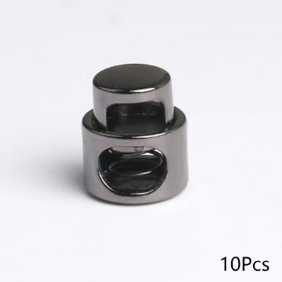 Yurongfx 10ชิ้นสีดำสลับห่วงล็อกสายหัวเข็มขัดสปริงคลิปล็อคโลหะรูเดียวเชือกหยุดอุปกรณ์เย็บผ้า