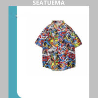 SEATUEMA เสื้อเชิ้ตแฟชั่น  ถนนสไตล์ยุโรปและอเมริกา เสื้อยืดผู้ชาย