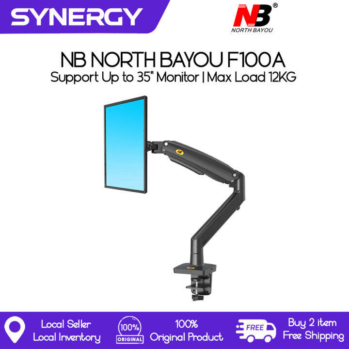 NB North Bayou F100A Gas Strut Monitor Arm with Support Up to 35